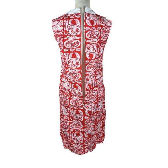 Vintage Evelyn Pearson Dress Frog Button Red White Hawaiian Vacation Size Small - Picture 6 of 9